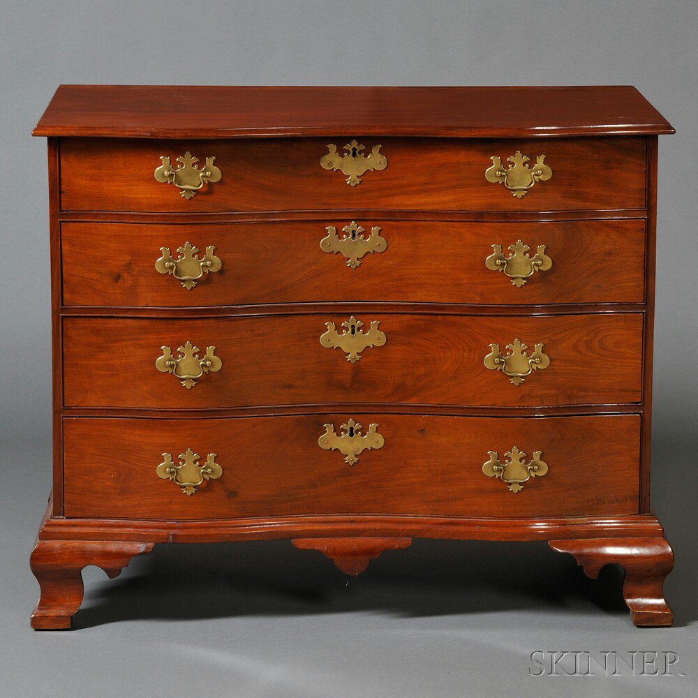 Appraisal: Chippendale Carved Mahogany Serpentine-front Chest of Drawers probably eastern Massachusetts