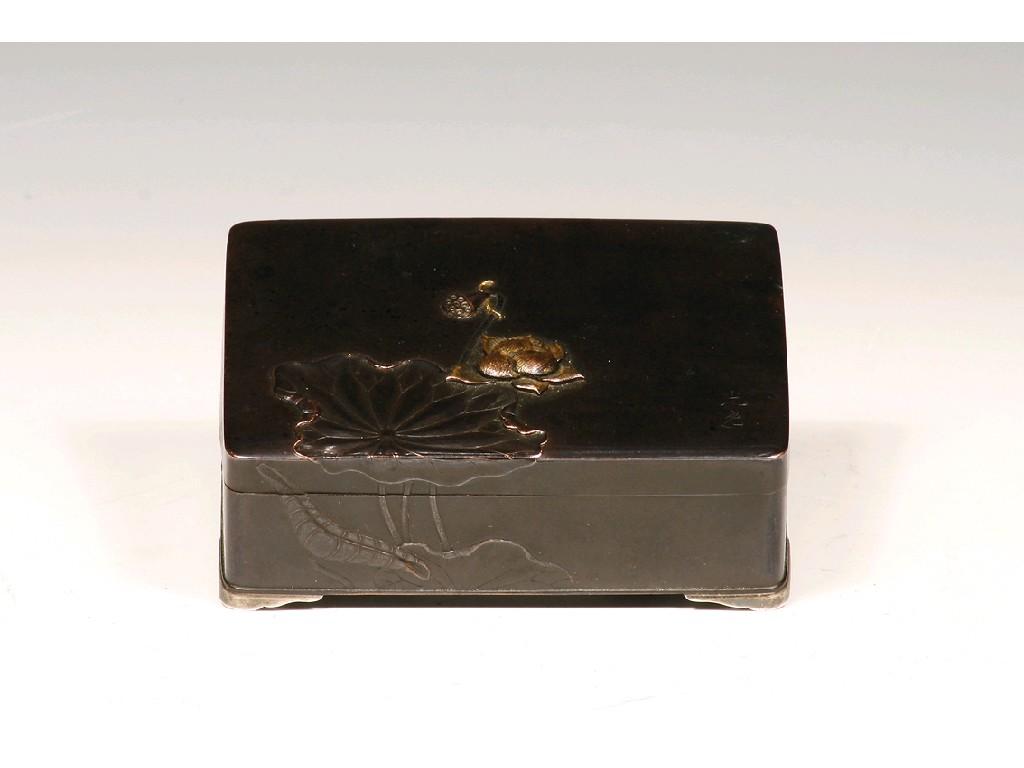 Appraisal: A JAPANESE MIXED METAL RECTANGULAR BOX the lid and side