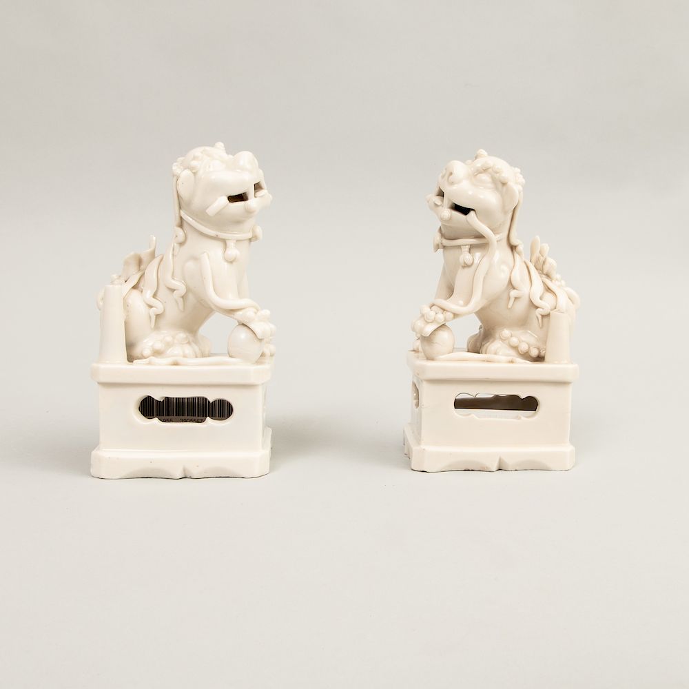 Appraisal: Pair of Chinese Blanc de Chine Porcelain Figures of Buddhistic