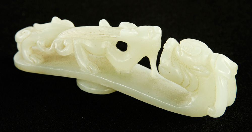 Appraisal: - Carved White Jade Pendent Carved white jade pendent l