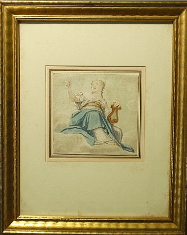 Appraisal: - Small framed and matted watercolor painting of a woman