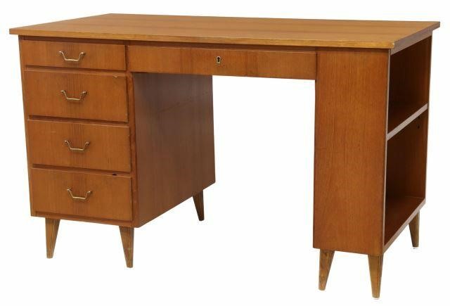 Appraisal: Danish mid-century modern teak writing desk c s having one