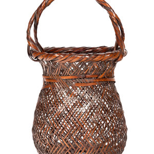 Appraisal: A Bamboo Flower Arranging Basket TH CENTURY the pear-shaped body