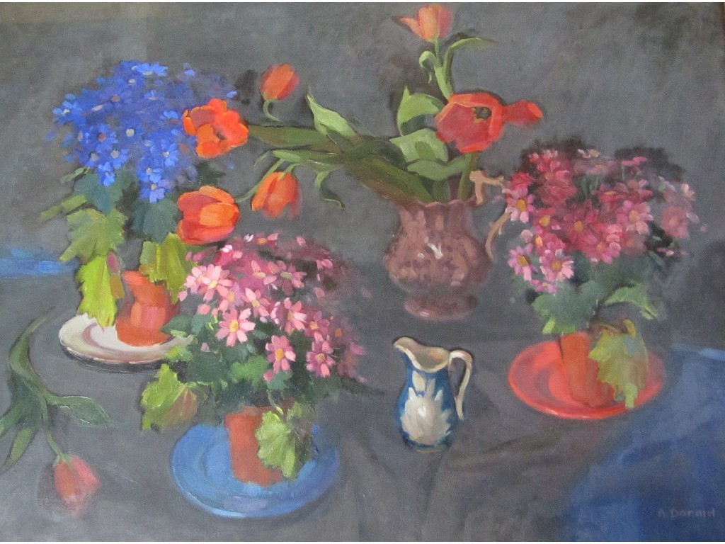 Appraisal: ANNE DONALD b STILL LIFE Oil on canvas signed x