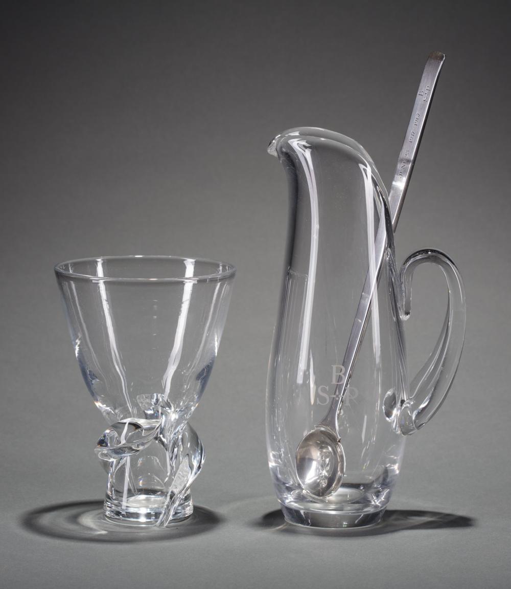 Appraisal: Steuben Glass Martini Pitcher with a Sterling Silver Mixer and