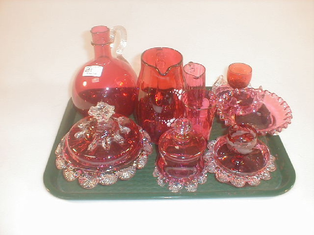 Appraisal: A group of Victorian and later Cranberry glass items