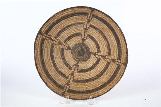 Appraisal: PIMA BASKETRY TRAY Mid th century Concentric design broken into