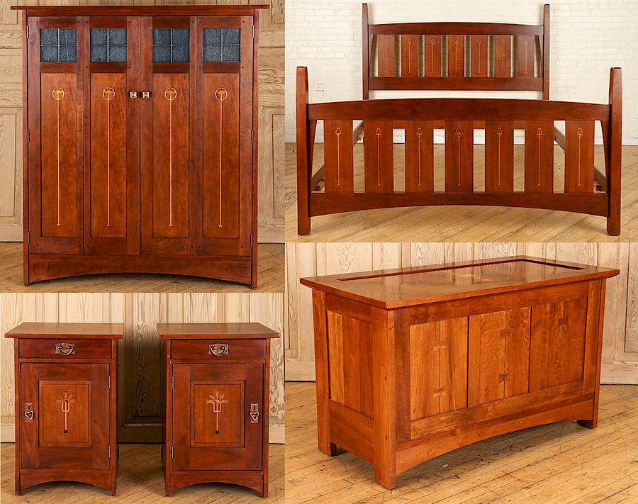 Appraisal: CHERRY STICKLEY BEDROOM SUITE COLLECTORS ED A cherry Stickley bedroom