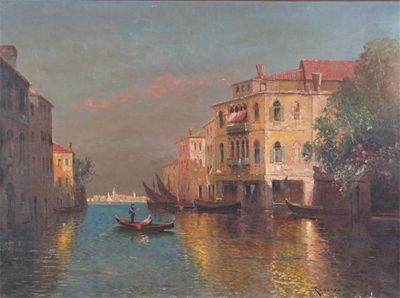 Appraisal: Rosenell Italian School c Venetian canal scene Signed Oil on