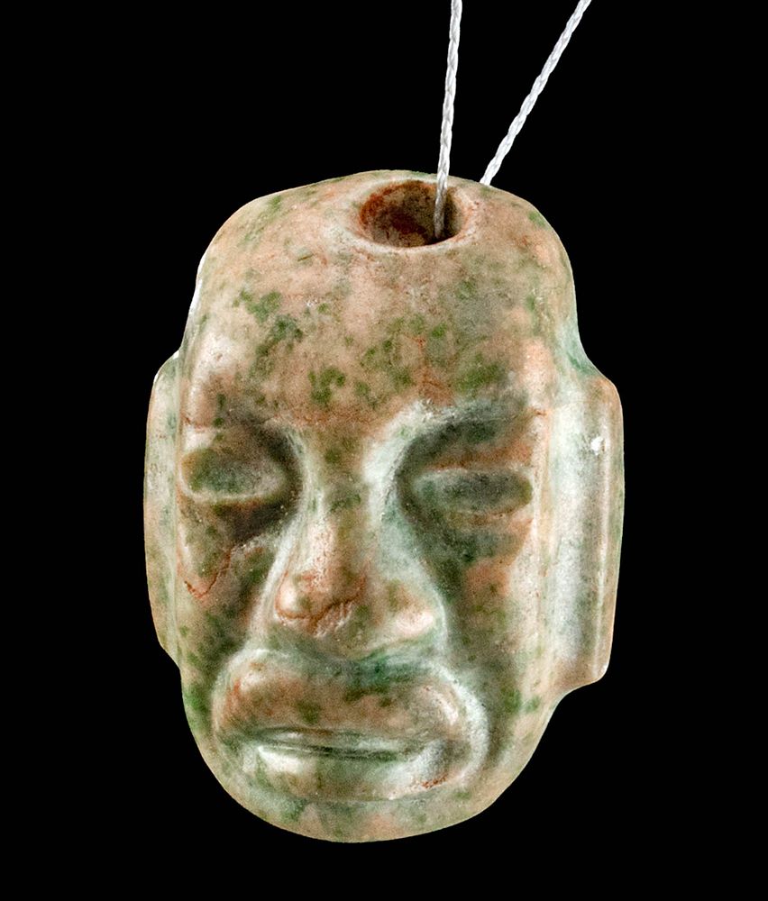 Appraisal: Beautiful Olmec Stone Maskette Pendant First Time At Auction Pre-Columbian