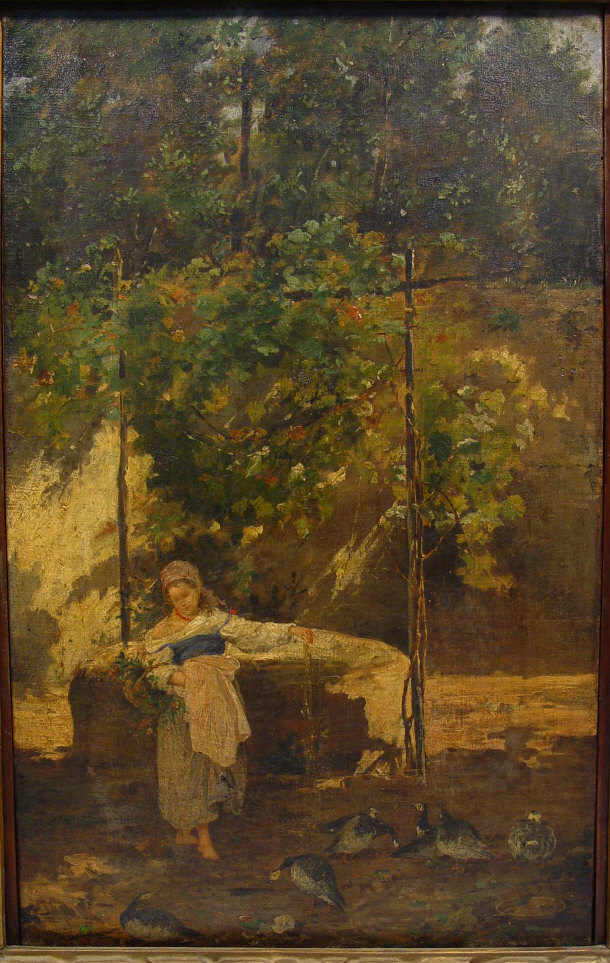 Appraisal: C Canoselli - A Rustic Courtyard - Oil onto canvas