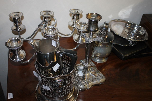 Appraisal: A SMALL COLLECTION OF SILVER PLATED WARES including two salvers