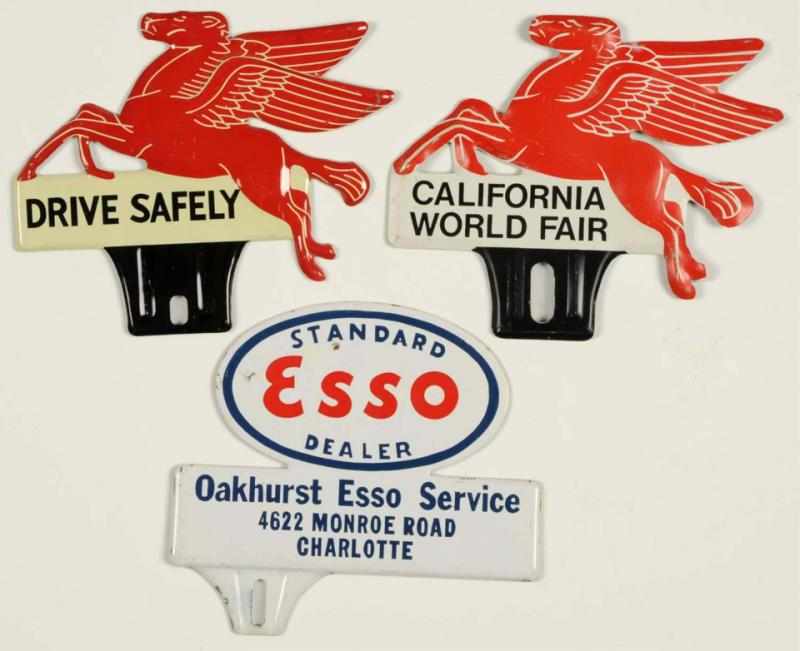 Appraisal: Mobil Esso License Plate Toppers Light wear Condition Very Good