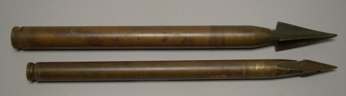 Appraisal: TWO BRASS HARPOON BOMB LANCES Lengths and