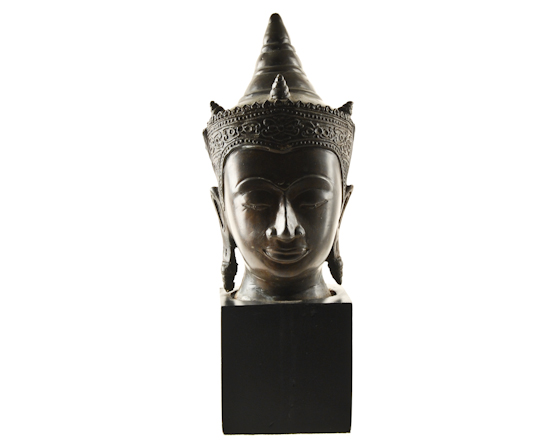 Appraisal: A Thai Cast Head of Buddha on Stand possibly bronze