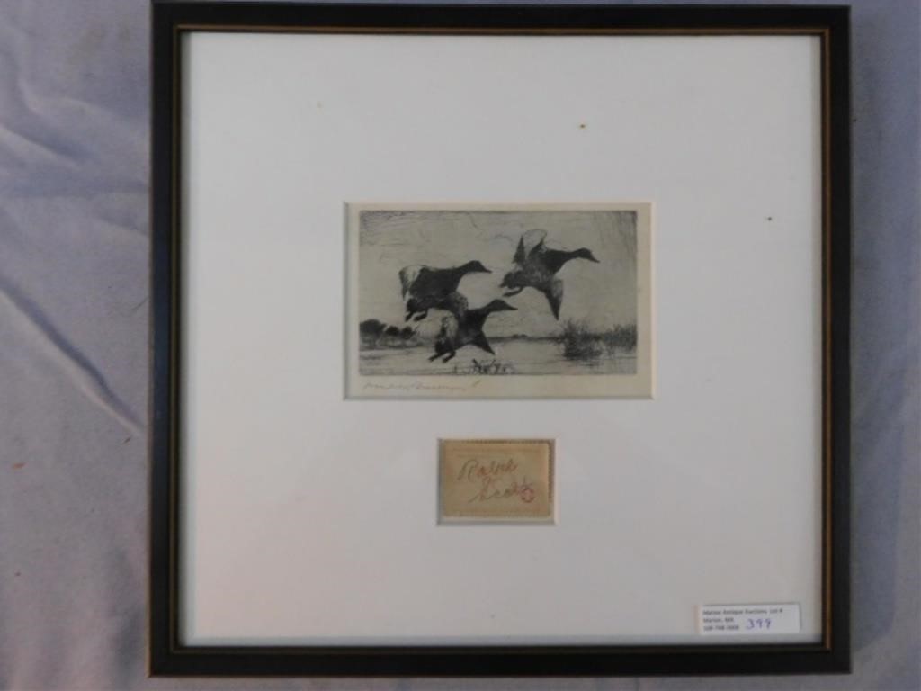 Appraisal: FRANK WESTON BENSON - MASSACHUSETTS framed and glazed etching depicting