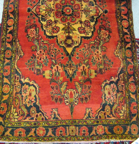 Appraisal: PERSIAN HAMADAN RUNNER double floral medallion and overall floral decoration