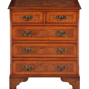 Appraisal: A George III Style Walnut-Veneered Chest of Drawers th Century