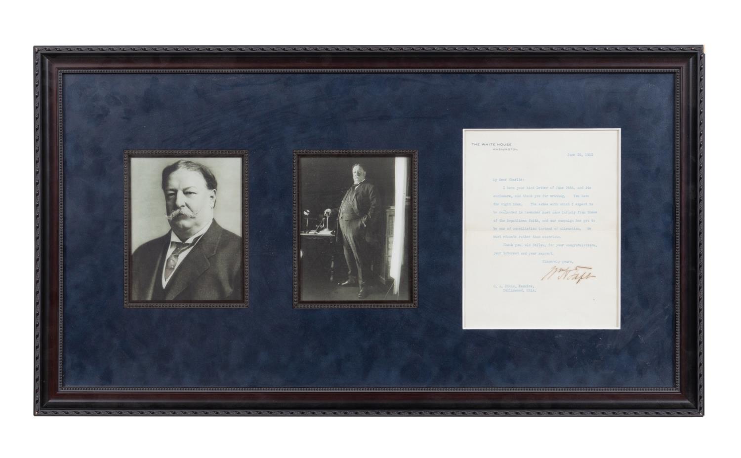 Appraisal: SIGNED PRESIDENT WILLIAM H TAFT LETTER Signed President William Howard