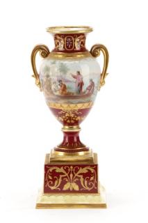 Appraisal: Royal Vienna Footed Gilt Urn on Stand Royal Vienna Austrian