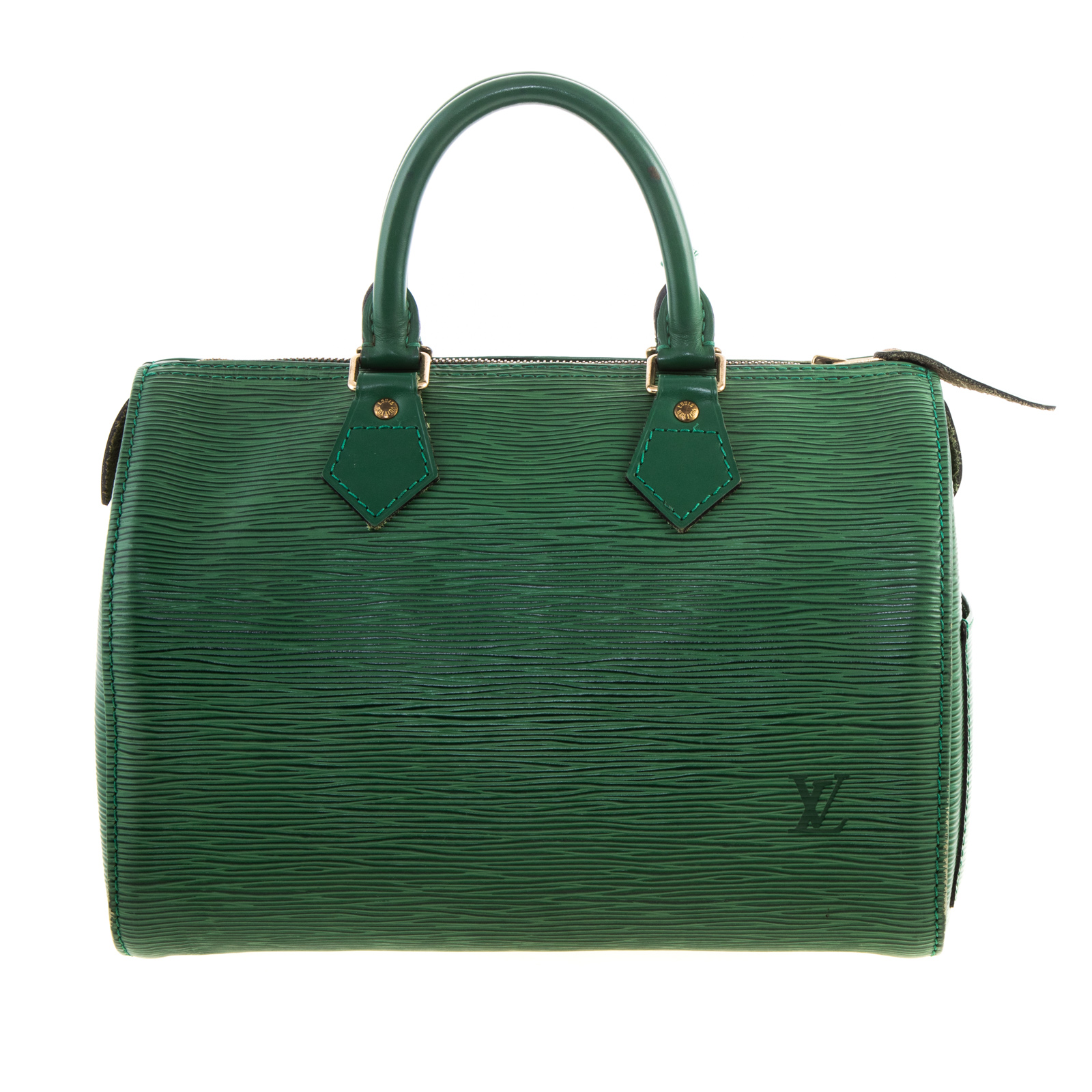 Appraisal: A LOUIS VUITTON EPI SPEEDY A green Epi leather Louis