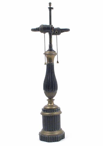 Appraisal: A painted brass baluster form table lamp height in