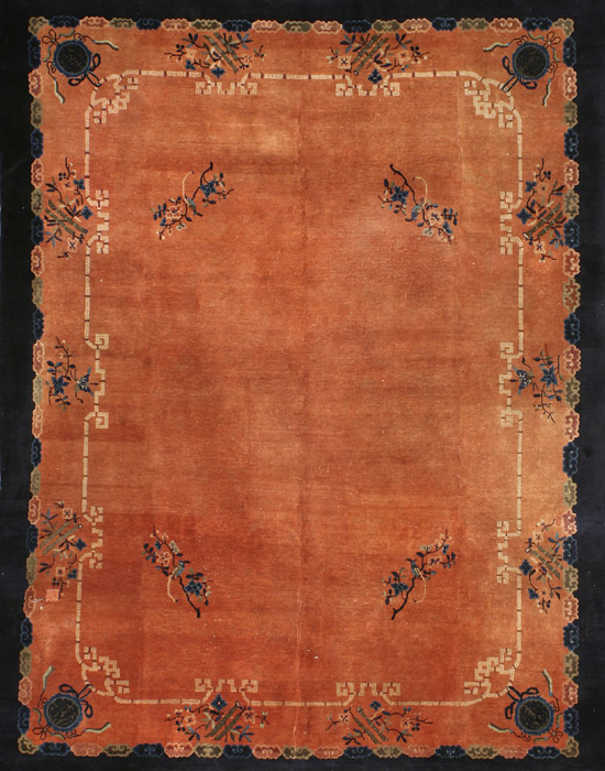 Appraisal: Chinese Rug Second Quarter th Century Shaded rust ground birds