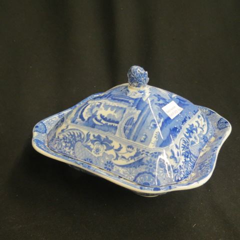 Appraisal: Copeland Spode Italian Covered Server blue white fancy finial square