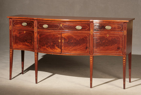 Appraisal: Federal Inlaid Mahogany Serpentine Sideboard Baltimore - Minor restorations to