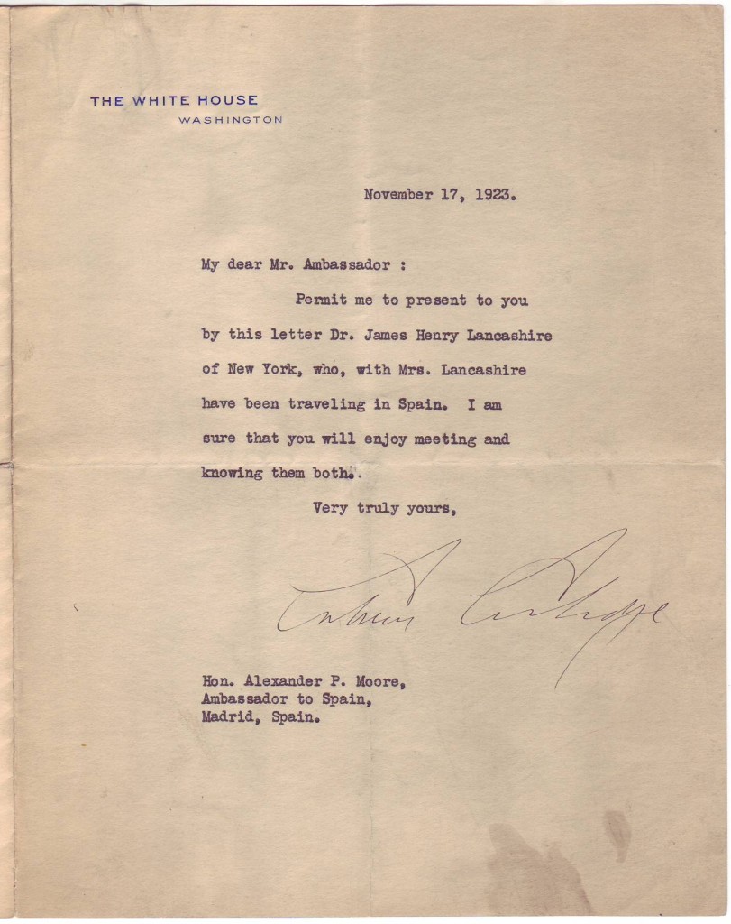 Appraisal: COOLIDGE CALVIN Typed Letter Signed as President to U S