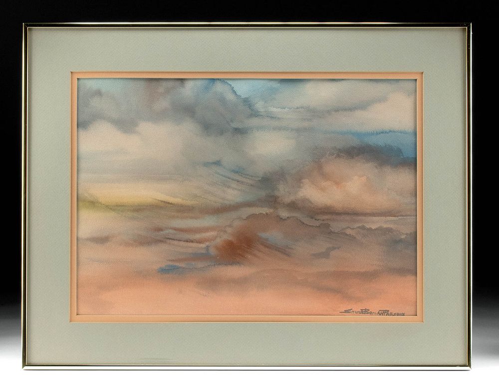 Appraisal: Exhibited Signed Framed S B Parsons Watercolor Sheila Boylan Parsons