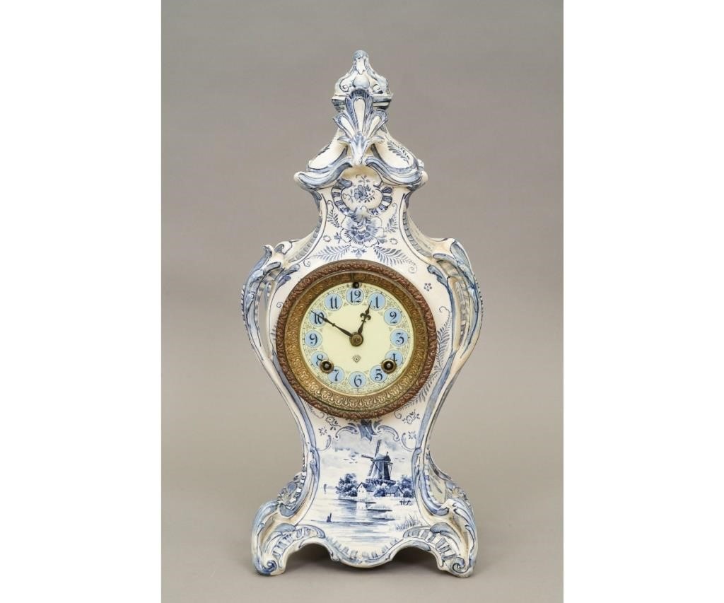 Appraisal: Ansonia Royal Bonn mantel clock in the Dutch delft pattern