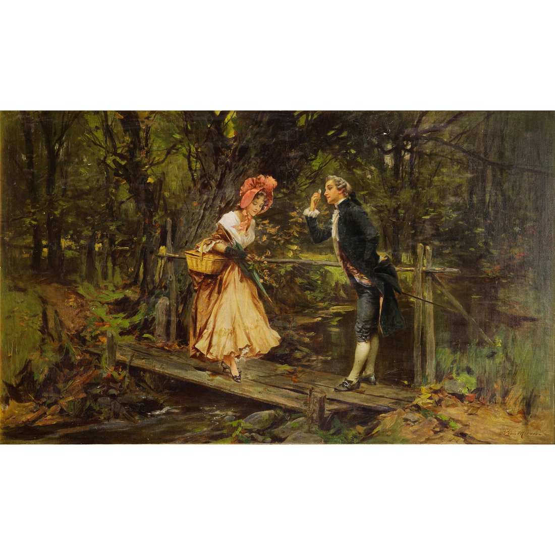 Appraisal: PAINTING JOHN LEON MORAN John Leon Moran American - Courting