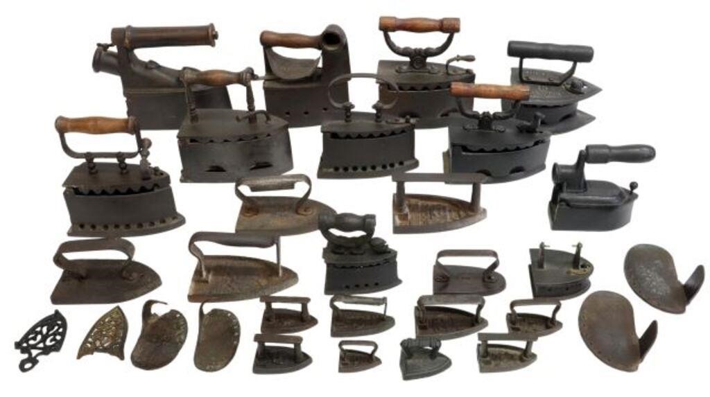 Appraisal: lot of Collection of cast iron irons and accessories th