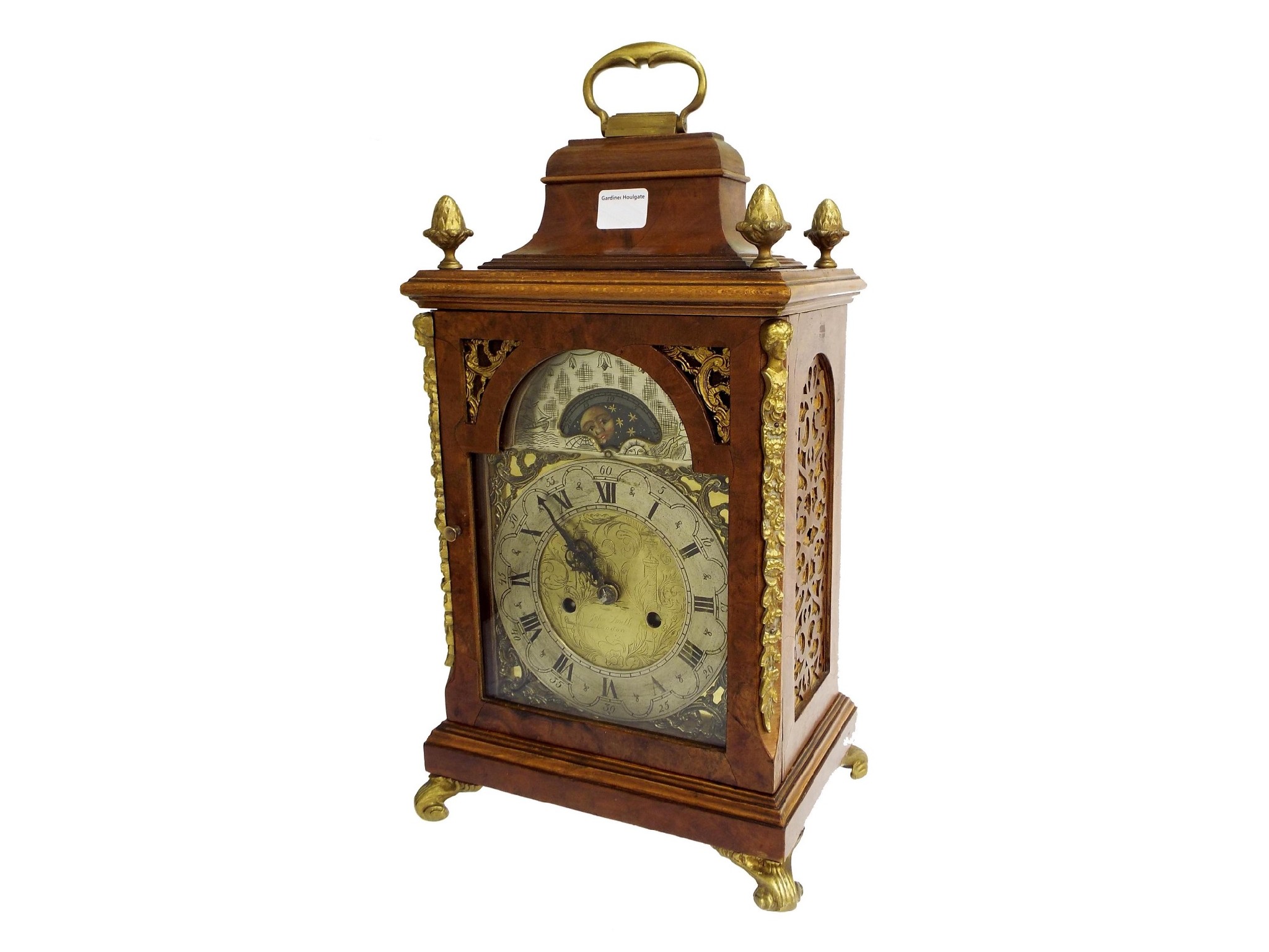 Appraisal: Walnut two train bracket clock striking on a gong the