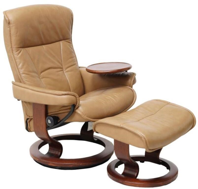 Appraisal: lot of Ekornes Stressless Consul reclining armchair and ottoman late