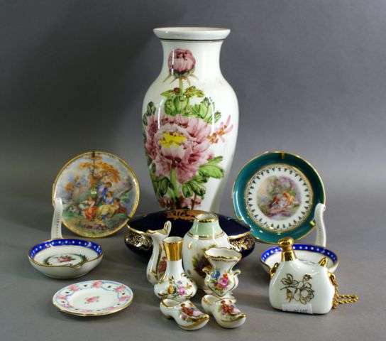 Appraisal: An assortment of Continental porcelain items including vases pin dishes