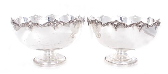 Appraisal: Pair silverplate punchbowls pierced chased rim H Dia pcs Provenance