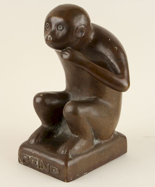 Appraisal: BRONZE FIGURE OF A MONKEY CIRCA A bronze figure of