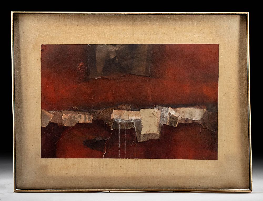 Appraisal: James Chan Leong Mixed Media - Landscape in Reds James