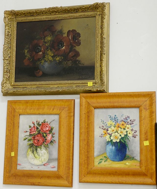 Appraisal: Seven framed still life flower pieces including two still life