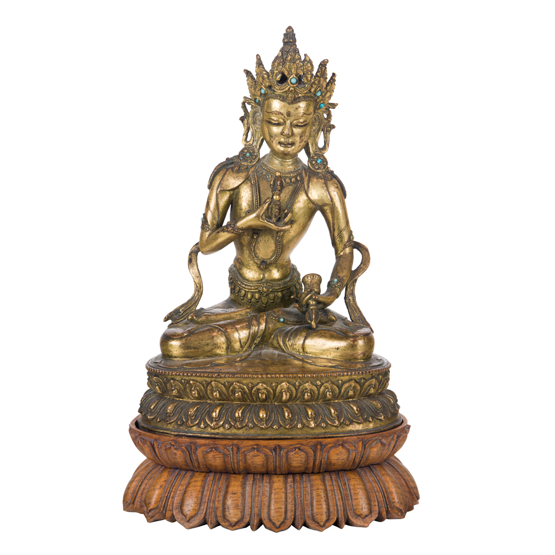 Appraisal: GILT BRONZE FIGURE OF VAJRASATTVA Gilt bronze figure of Vajrasattva