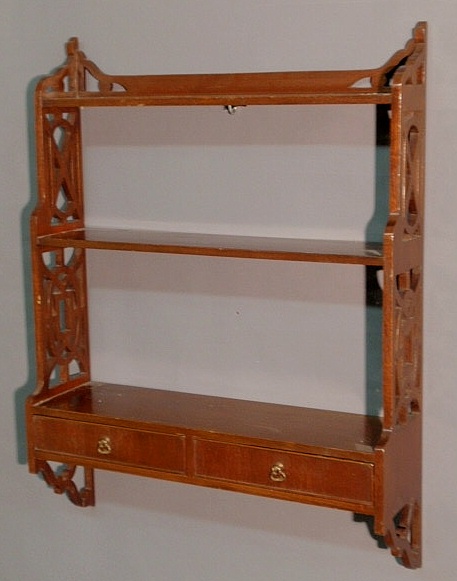 Appraisal: Chippendale style mahogany hanging shelf by Biggs Richmond VA h