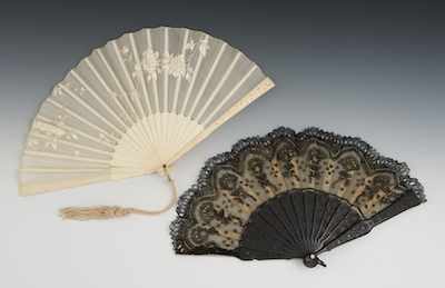 Appraisal: Two Victorian Fans Lot include two fans black fan with