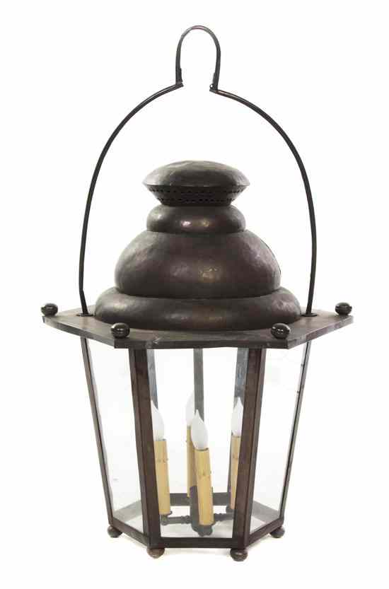 Appraisal: An American Copper Lantern having a stepped domed top over