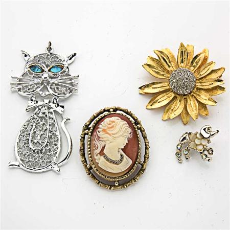 Appraisal: Assorted Group of Gold Metal and Costume Jewelry and One