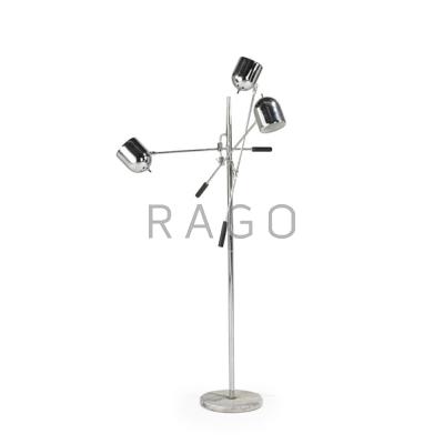 Appraisal: ITALIAN MODERN Floor lamp Chromed steel and marble Unmarked x