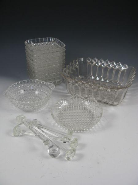 Appraisal: Pressed Glass Serving Set including square individual dishes a rectangular