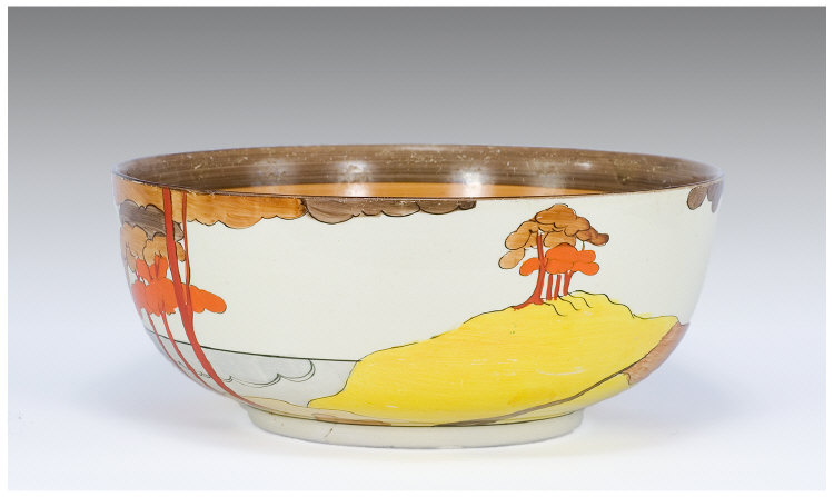 Appraisal: Clarice Cliff Large Bowl c Coral Firs Design Bizarre Range