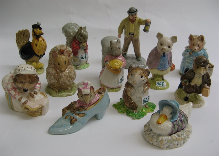 Appraisal: ENGLISH BESWICK PORCELAIN BEATRIX POTTER MINIATURES pieces Including Timmy Tiptoes